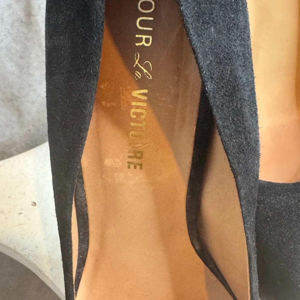 Pour La Victoire Suede Platform Stiletto Pumps  Black Suede‎ Heels 9.5